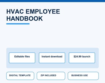 HVAC Employee Handbook Template Policies Manual Word Google Docs Notion Safety HR Compliance Contractor Small Business Digital Download