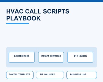 HVAC Call Scripts Phone Playbook CSR Dispatcher Inbound Outbound Sales Training PDF Google Docs Canva Digital Download Contractor