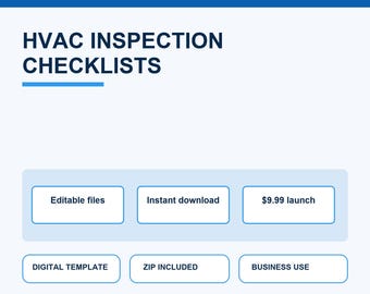 HVAC Inspection Checklist Maintenance Forms Technician Field Forms Word PDF Canva Editable Digital Download Contractor Templates