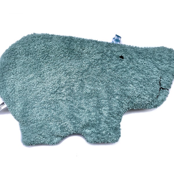 large hot water bottle PAULINCHEN organic terry cloth light blue