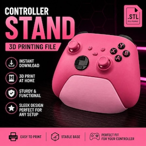 Single Controller Holder STL | 3D Printable Gaming Controller Stand | Gaming Desk Organizer | Instant Download