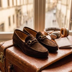 Mens Suede Dress Shoes 9.5 Dark Academia Quiet Luxury OldMoney Handmade Italian Premium Suede Lace Shoes main image 2