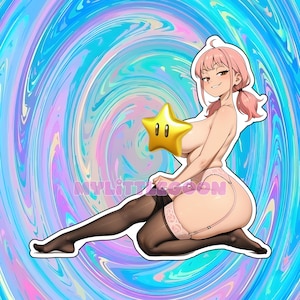 STACKED Pink-Haired Beauty Sticker - Confident Smirk, Curvy Anime Waifu in Stockings and Choker