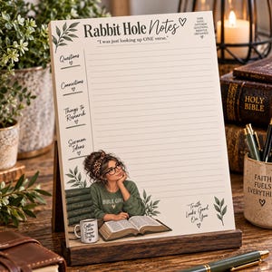 Rabbit Hole Notes Notepad | Christian Bible Study, Sermon Notes (50 Sheets)