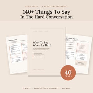 Werkboek Moeilijke Gesprekken, meer dan 140 scripts voor wat je kunt zeggen, printbare therapiewerkbladen over grenzen en conflicten, direct te downloaden als PDF