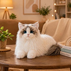 Lifelike Plush Cat Toy, Realistic Stuffed Kitty, Soft Companion Gift, Fluffy Collectible Plush