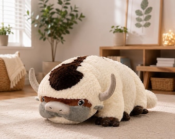 Fluffy Bison Plush Toy, Fantasy Stuffed Animal, Cozy Companion Gift, Collectible Plush