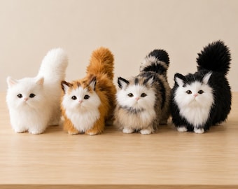 Handmade Cat Plush Toy, Realistic Kitten Stuffed Animal, Cat Lover Gift, Home Decor