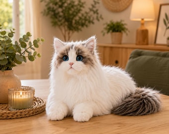 Lifelike Plush Cat Toy, Realistic Stuffed Kitty, Soft Companion Gift, Fluffy Collectible Plush