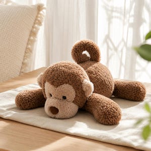 茶色の猿のぬいぐるみ、柔らかいぬいぐるみ、ベビーシャワーギフト、子供部屋の装飾、抱き心地の良いお友達