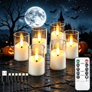Rechargeable Flameless Tea Lights, 6 LED Candles with Remote Timer, Mini Flickering Candles for Wedding, Home & Party Decor.