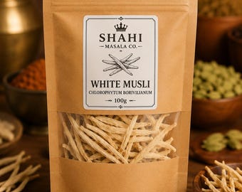 Weiße Musli Wurzel | Authentisches indisches botanisches Kraut | Shahi Masala Co.