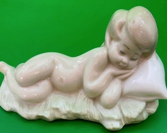 Vintage Lladro Baby Sleeping On Pillow Figurine