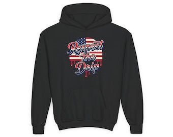 Respect the Drip Hoodie | American Flag Drip Graphic, Patriotic Streetwear