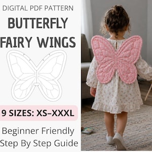 Fabric Butterfly Fairy Wings Sewing Pattern PDF, Quilted Costume Wings, 9 Sizes XS-XXXL, Newborn Kids Adult Halloween Dress Up