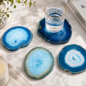 Teal Agate Geode Crystal Coasters, 3 Sizes available