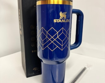 Stanley Quencher H2.0 Flowstate 40oz tumbler blue travel mug with handle & straw