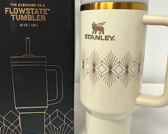 Stanley Quencher H2.0 FlowState Tumbler 40oz Cream & Gold Limited edition New in box