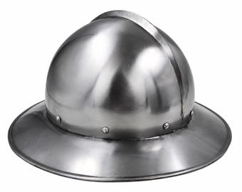 Steel Medieval Kettle Hat Helmet | Handcrafted Warrior Armor for LARP, Reenactment, Cosplay