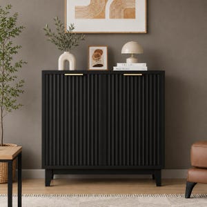 Credenza/mobile buffet scanalato, consolle contenitore in stile moderno di metà secolo per soggiorno e ingresso.