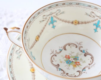 Formal Dinnerware English Bone China Floral Soup Bowls Set of 6 Red Yellow Paragon Double Handled Soup Bowls with Saucers