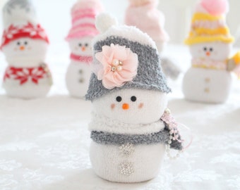 WINTER SNOWLADY with Vintage Jewelry, Hand-Made Snow Lady, Gifts for Her, Shabby Chic, Secret Santa