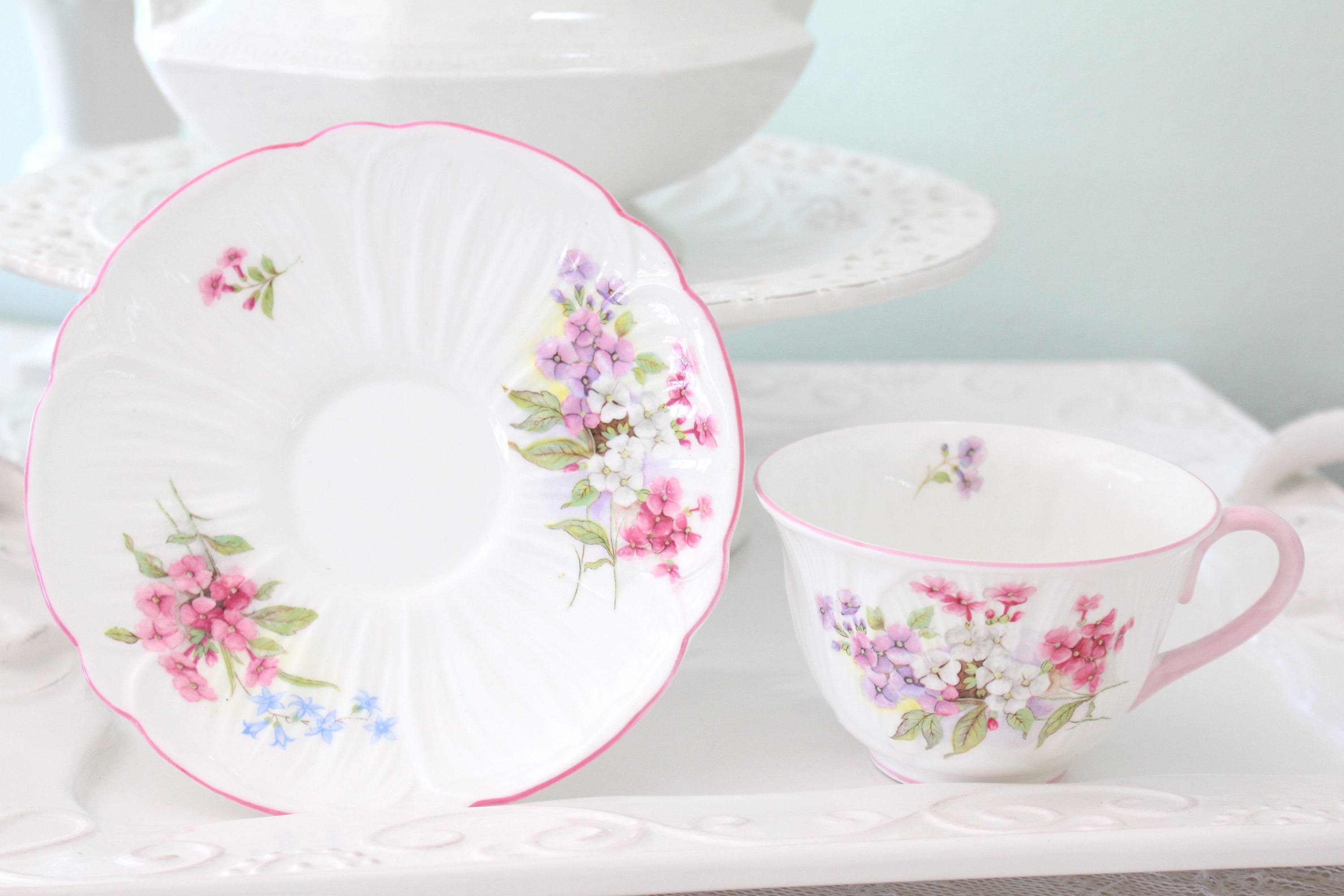 Vintage Shelley English Fine Bone China Stocks Pattern Etsy