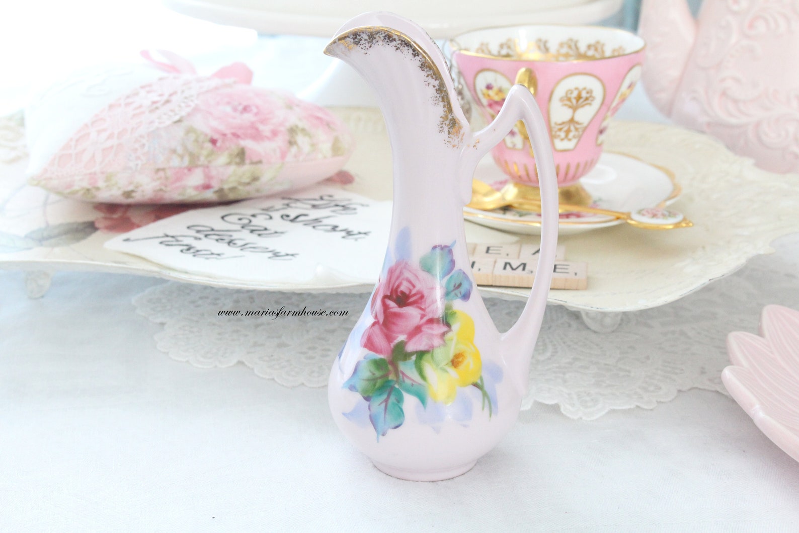 EWER Pink Porcelain Ewer/vase Pitcher Housewarming Gift Etsy