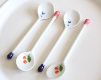 DEMITASSE SPOONS, Set of 4, Porcelain, High Tea Party, Hostess or Housewarming Gift Inspiration