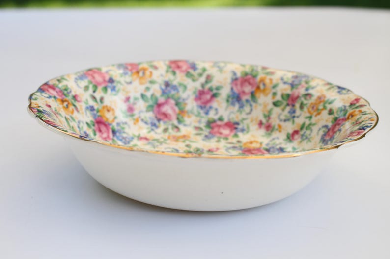 Fenton Replacement China Vintage Bowl by James Kent Ltd 1930s England ca Rosalynde Pattern CHINTZ BOWL