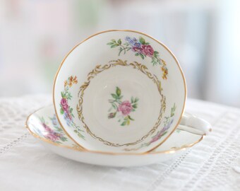 TEACUP & SAUCER by Royal Chelsea, English Bone China, Hostess or Housewarming Gift Inspiration, Gifts for Her