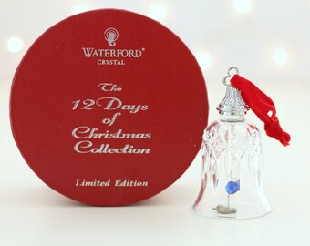 CRYSTAL CHRISTMAS Bell by Waterford, 2nd Edition, 12 Days of Christmas Collection, Two Turtle Doves, Original Box, Gifts for Him or Her