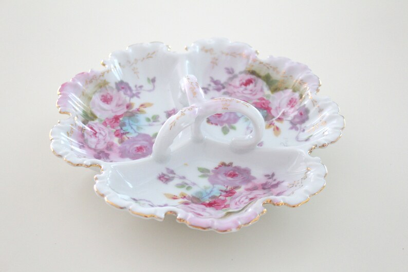 Antique Chantilly Rose Pattern Artist Signed by Royal Crown Porcelain DISH
