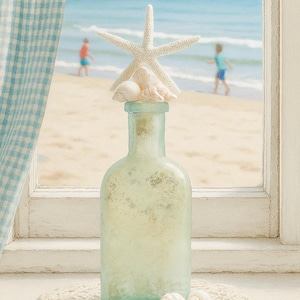 ANTIQUE APOTHECARY Aqua Glass Bottle | 19th Century Hand-Blown Medicine Bottle | Rustic Home Decor