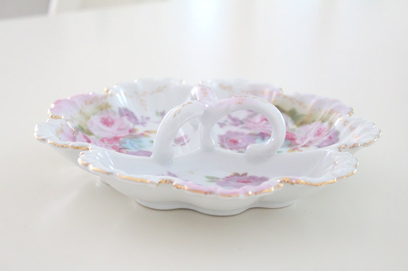 Antique Chantilly Rose Pattern Artist Signed by Royal Crown Porcelain DISH