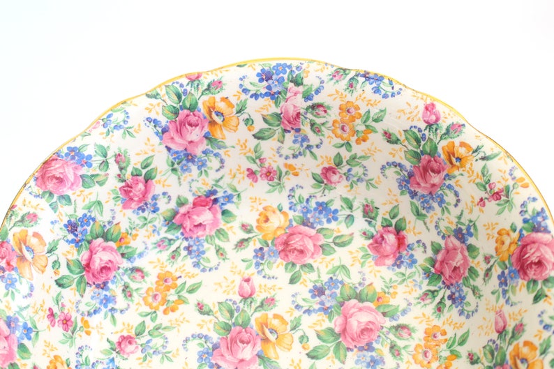 Fenton Replacement China Vintage Bowl by James Kent Ltd 1930s England ca Rosalynde Pattern CHINTZ BOWL