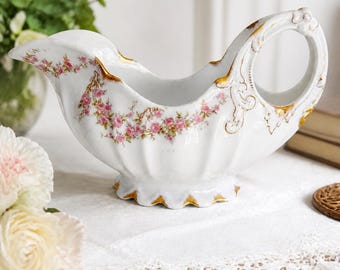 GRAVY BOAT, Porcelain by Amberton China, Limoges Inspired, Hostess or Housewarming Gift Inspiration - ca. 1960s