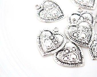 CHARMS, Heart Charms, Set of 4, Metal, Arts & Crafts, Jewelry Making, Bracelet Making, Junk Journal