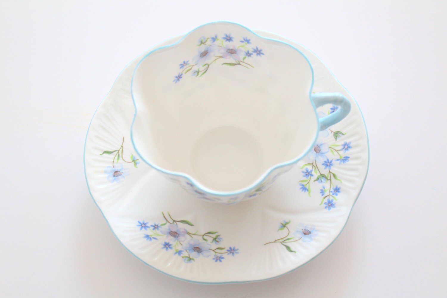 Vintage Shelley English Fine Bone China Dainty Shape Blue Etsy