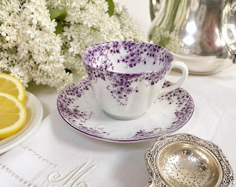 TEACUP & SAUCER by Shelley, English Bone China, "Dainty Mauve" Pattern, Replacement China, High Tea Party