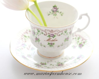 MOTHER Teacup & Saucer by Royal Dover, English Fine Bone China, Tea Cup