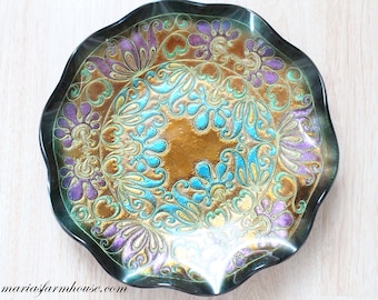 Early American, EAPG, Goofus Glass Crimped Platter, Collectible