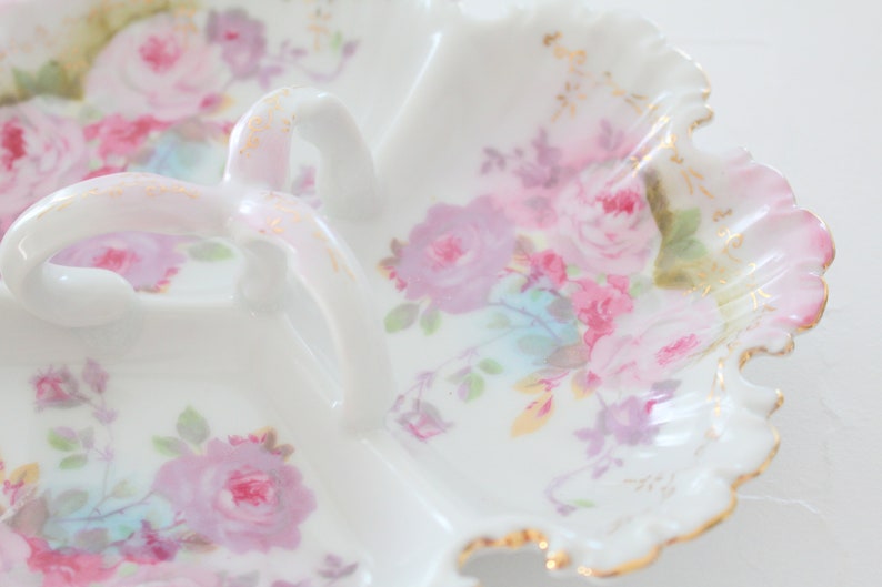 Antique Chantilly Rose Pattern Artist Signed by Royal Crown Porcelain DISH
