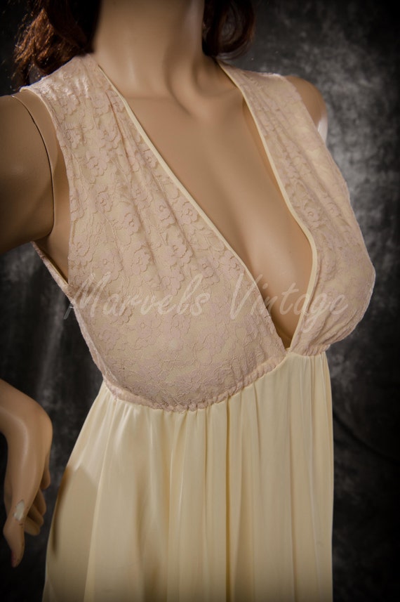 70's White Long Button Down Eyelette Nightgown by Serbin
