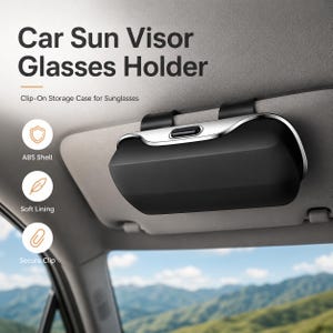 Sun Visor Sunglasses Holder, Clip-On ABS Eyewear Storage Case