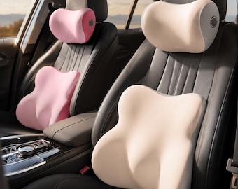 Car Neck Pillow and Lumbar Cushion Set for Driving Comfort, Ergonomic Seat Support