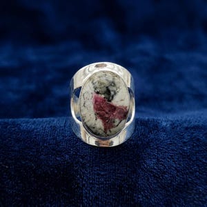 Bague en argent sterling sertie d'un rubis, bague cocktail large et imposante