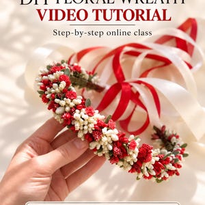Tutorial en vídeo para hacer coronas florales, curso paso a paso para crear coronas de flores, descarga digital.