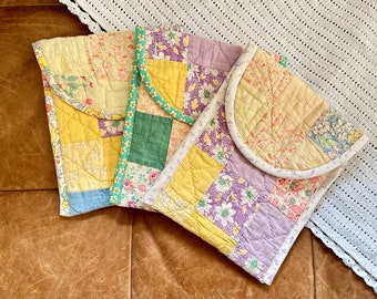 Early 1900s Quilted Kindle Sleeve, ditsy pastel florals - sewn from vintage quilts | Mother’s Day, book lover, spring | custom size