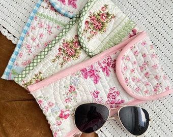 Cozy Quilts Sweet and Floral Glasses Sleeve | pencil pouch | sunglasses | gift | scratch free case! Sunglass sleeve, glasses pouch